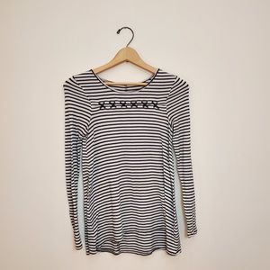 Justice black & white striped longsleeved Size: 12